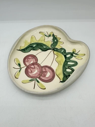 Vintage 1940s Red Wing Pottery Partyware Fruit Plate Cherries #103 8x7in