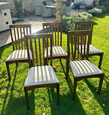 Set of 6 Wooden Dining Chairs Brown/Beige Upholstered Seats for Kitchen