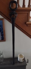 Antique African Folk Art Cane/Walking Stick/Ebony With Elephant Carving
