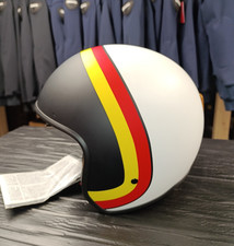 CASCO MOMO DESIGN APERTO VINTAGE TG L BIANCO NERO OPACO CON STRISCE 8793540