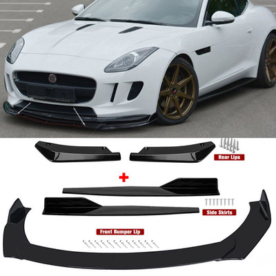 For Jaguar XE XF XJ Front Bumper Lip Chin Spoiler Body Kit Splitter Side Skirt