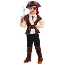 KalcyKizz Boys Rustic Pirate Costume for Child S 4-6Y