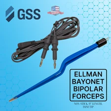 Ellman Bayonet Bipolar Forceps 9" – Non-Stick Tips – 2 Pin Connection – Surgical