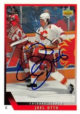 Joel Otto autographed hockey card (Calgary Flames) 1994 Upper Deck #124
