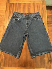 Vtg Mecca Jean Shorts Mens 38 Baggy Jorts Y2K Wide Leg Embroidered