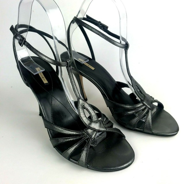 Max Studio Dark Gray Strappy Heels Sandals Womens Size 7.5 Gunmetal