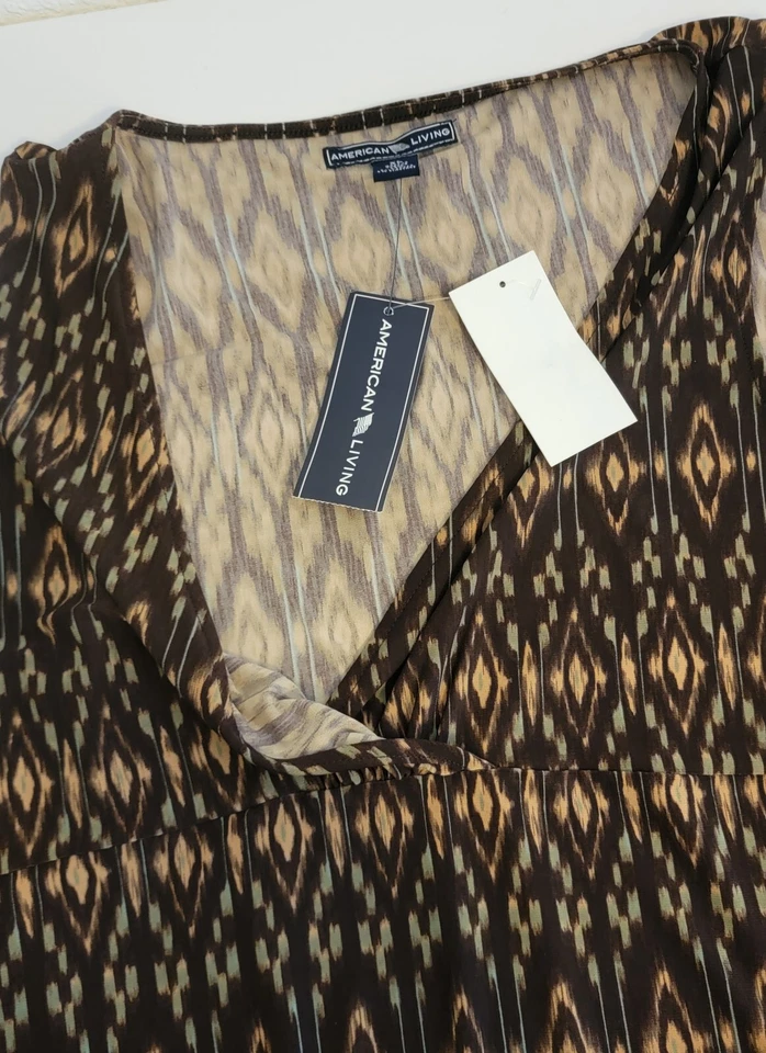 Blusa American Living feminina tamanho XL marrom babado sem mangas top - Imagem 4 de 4