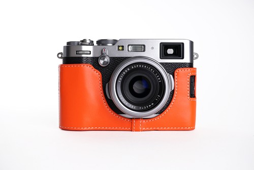 Genuine Real Leather Half Camera Case Bag Cover for FUJIFILM X100F Bottom Open 6 - 第 32/35 張圖片