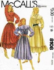 Misses' WESTERN DRESSES Vintage 1982 McCall's Pattern 8108 Petite Sizes 6-8