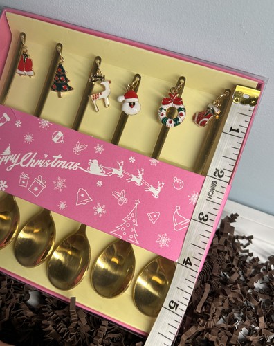 Christmas Spoon 6/pack Gift For Kids Cute glod Spoon - Picture 5 of 5