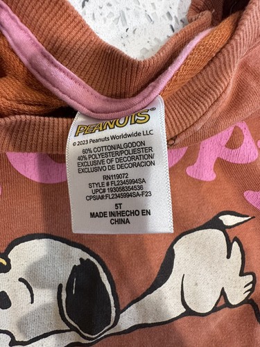 Toddler Girls Tops Peanuts Modern Moments Okie Dokies Size 5T Kids - Picture 6 of 10