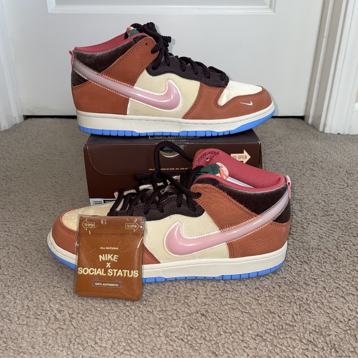 nike dunk mid social status milk carton burnt brown