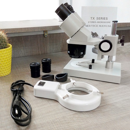 20X-30X-40X-60X-80X Illuminated Stereo Microscope with Fluorescence Ring Light - Picture 5 of 7