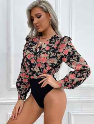 Maglia Body Sottogiacca Donna Aderente Scollata Raso Slim Nero