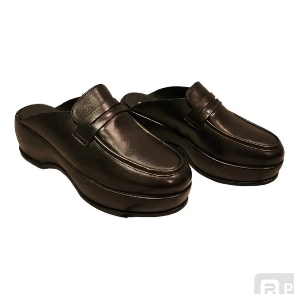 Mocassim plataforma de couro preto Free People Winston tamanho 8 38EU
