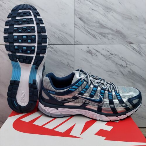 Nike P-6000 Armory Navy Metallic Silver White Shoes CD6404 402 Men's Size 13