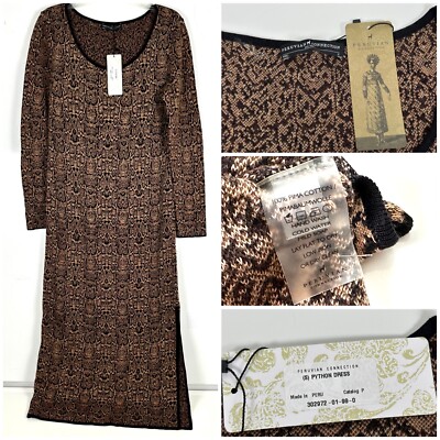 Peruvian Connection NEW W TAGS Python Dress Small 100% Pima Cotton 