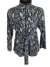 Chicos Size 3 XL Snake Jacket Long Sleeve Stretch Full Zip Belt NWT E435