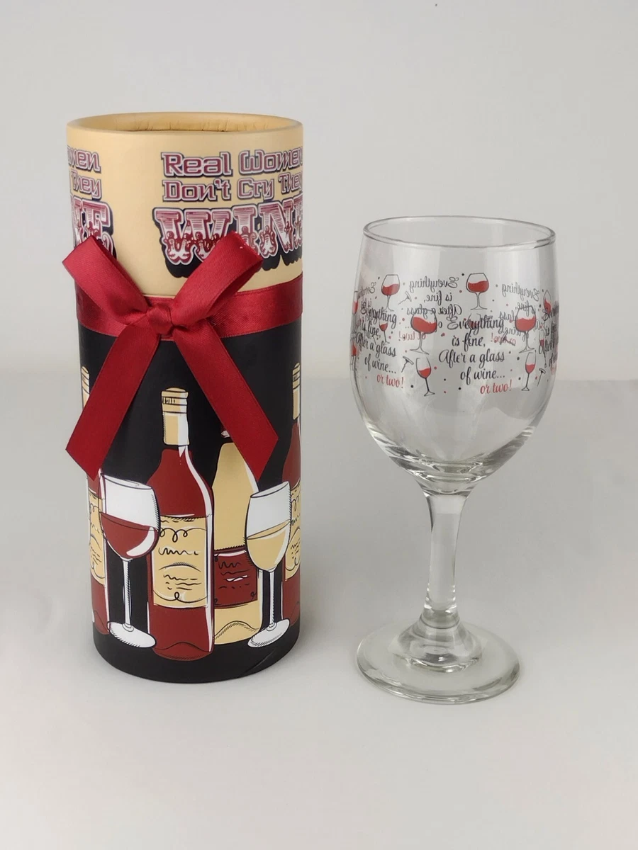 Real Women Don t Cry They Wine Gift Box Whimsical Novelty Wine Glass READ