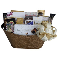 Golden Elegance Chocolates & Cookies Gourmet Gift Basket, Thank You Gift Basket