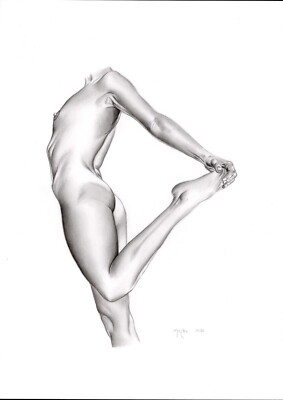 Art Print Nude Drawing Art Print Female Nude MeCos Art A4 - 256