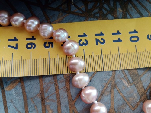 Braccialetto argento 925 perle vere 9/10mm naturali rosa NUOVO nodi - Foto 5 di 12