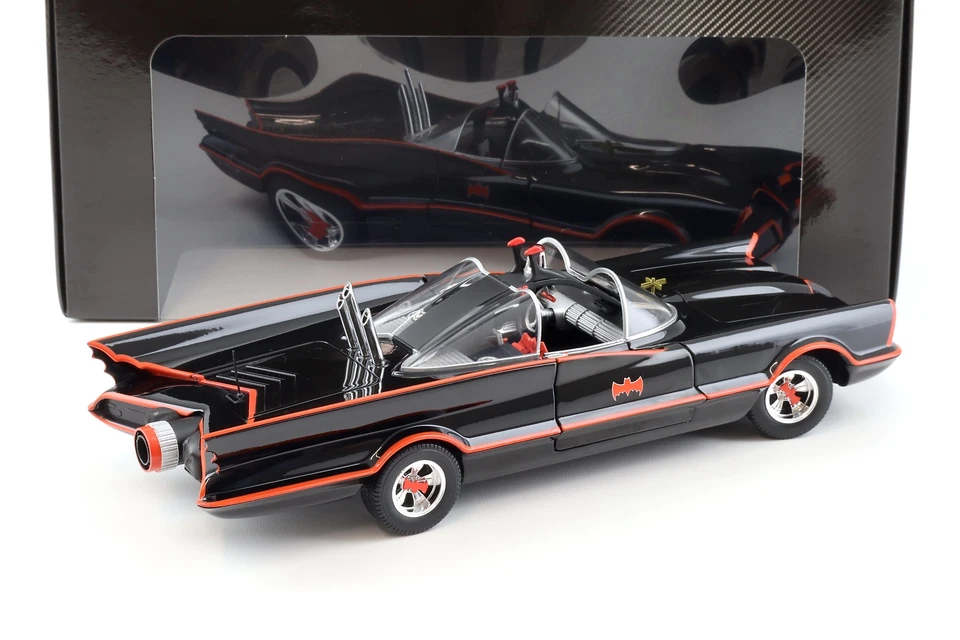 1:18 Hot Wheels BATMAN 1966 Serie TV Classica Batmobile Nera W1171 - Immagine 3 di 4