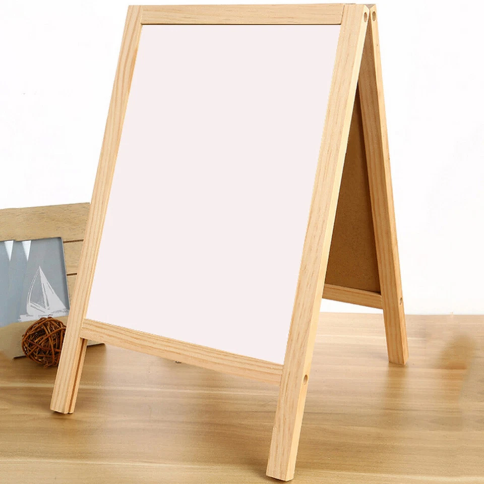 Wooden Stand Double Side Message Draw Board White and Black Display Chalkboard - Image 3 of 4
