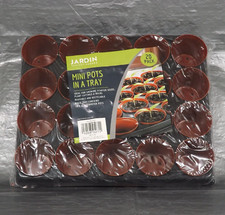 Seedling Mini Pots and Tray 20 Pack Garden Plants 6cm Round Brown Reusable
