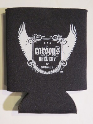 Beer Bottle Can Holder Orange Koozie: CARSON'S Brewery Wheat Ale; Evansville, IN