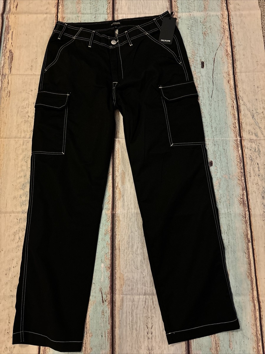 New True Religion Men's Black Cargo Pants Stitched Men's 34x32 | eBay
