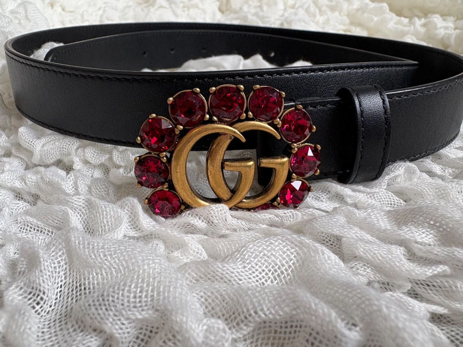 Ceinture femme Gucci Gg boucle cristal cuir