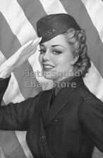 WW2 Picture Photo woman gives a military salute 6307