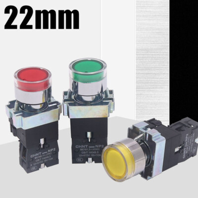 22mm Push Switch Button Momentary Metal LED Self-Reset 24V/220V Illuminated