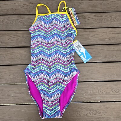 TYR The Finals Womens Tribe  Flutterback 1 Piece Swimsuit Multi- Size 28 NEW
