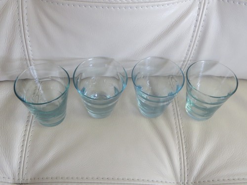 4 VINTAGE LIBBEY AQUA SATURN RIPPLE JUICE GLASS - APPROX. 4oz. 4 1/2" TALL - Picture 2 of 4