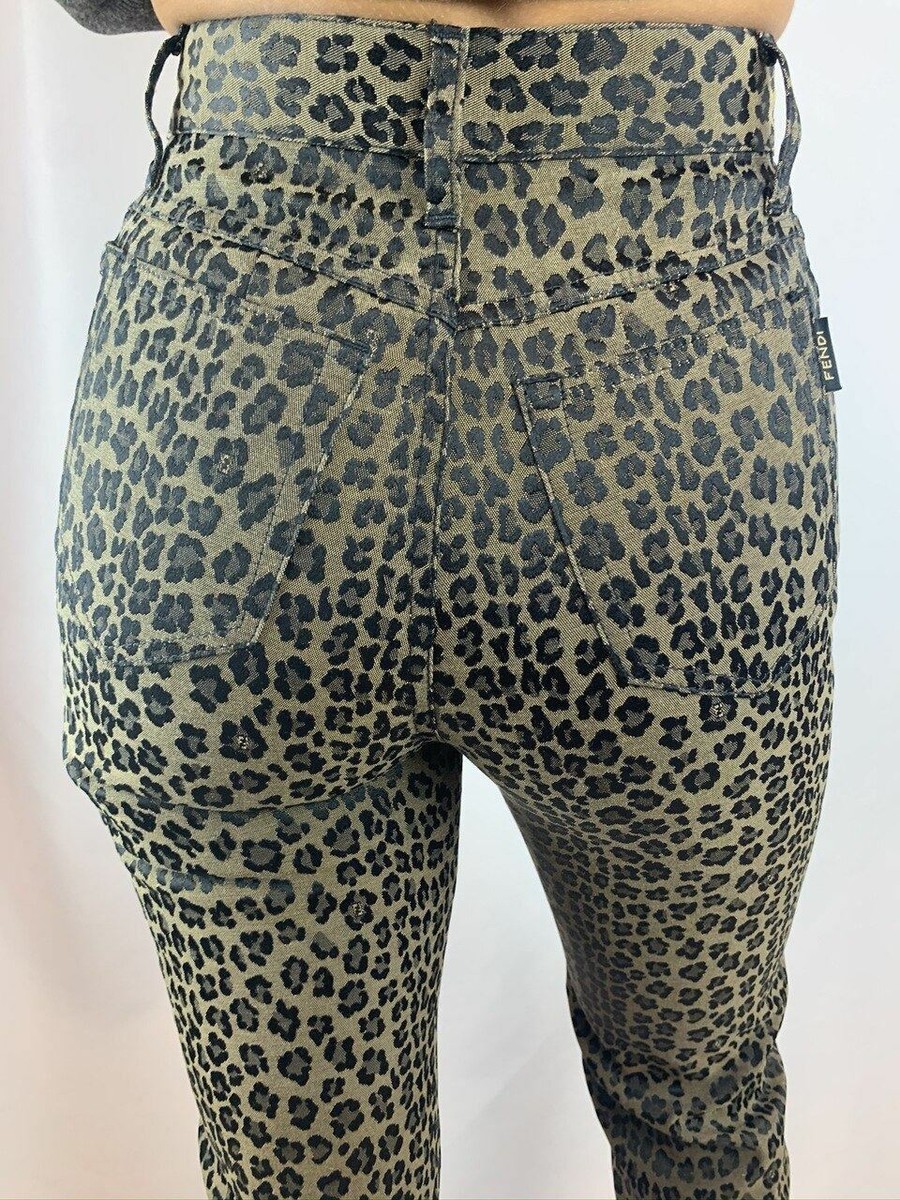 Fendi Leopard Print Jeans Pants Size 40 Italian XS/Small 2/4