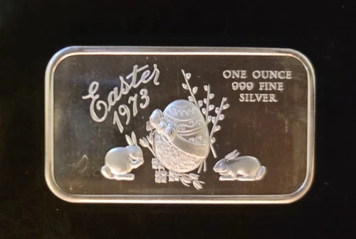 1973 Easter Bunny Rabbit Madison Mint Vtg Bullion-999 Silver 1 Oz Ounce Art Bar