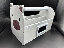 GLTC Great Little Trading Company Wooden Teddy Bear Storage Caddy / Carry Handle