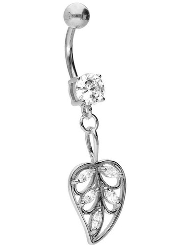 ๐ 925 ECHT SILBER + Titan ๐ Bananabell Bauchnabelpiercing Blatt ๐ - Picture 2 of 3