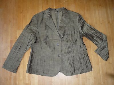 FABIANI Crinkle Jacke Gr. 46 Leinen (86%) Mix schönes oliv grün NEU