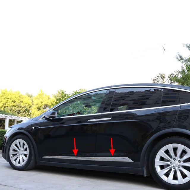 For Tesla Model X 2016 2017 2018 Car Body Door Trim Strip Molding Cover Chrome