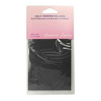 Coupon De Percale Thermocollant Gris Foncé 10x40 Cm - Pour Entoilage Et Renfort, Neuf
