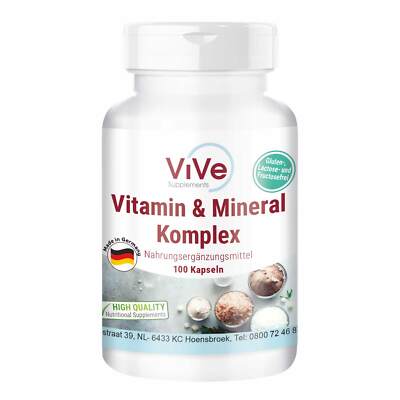 Vitamin & Mineral Komplex - 100 Kapseln, Multivitamin-Präparat, ViVe Supplements