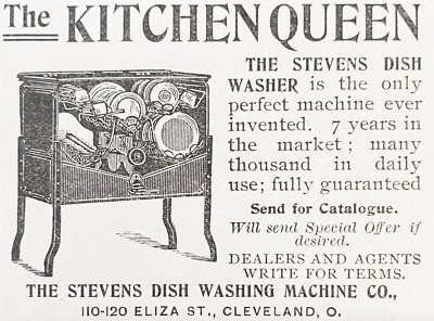1895 KITCHEN QUEEN Vtg Washer Print Ad~Stevens Dish Washing Machine Cleveland,OH