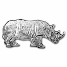 2022 Solomon Islands 1 oz African Black Rhino Shaped Silver Coin