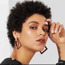 Pelucas cortas de cabello humano rizado afro rizado para mujer peluca hecha a máquina sin pegamento