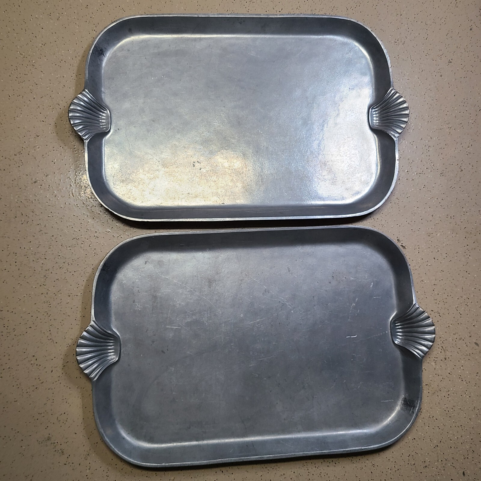Bon Chef Large Heavy Metal Serving Platter 22x32 Shell Handles Lot Of 2 eBay