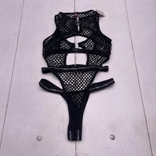 Fantasy Lingerie Vibes Bodysuit Womens Small Medium Black Fishnet Cutout Teddy