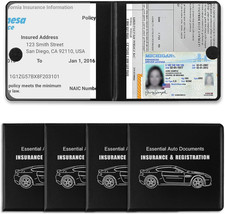 4 Pack Vehicle Registration and Insurance Card Holder Document Organizer Wallet